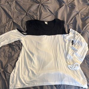 VENUS Black and White Cold Shoulder Blouse